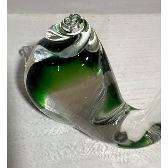 Handcrafted Green & Clear Swirl Glass Snail Figurine Paperweight 5" Tall - Picture 5 of 10